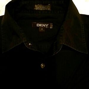 Vintage DKNY Black Button Down Short Sleeve Shirt Men S